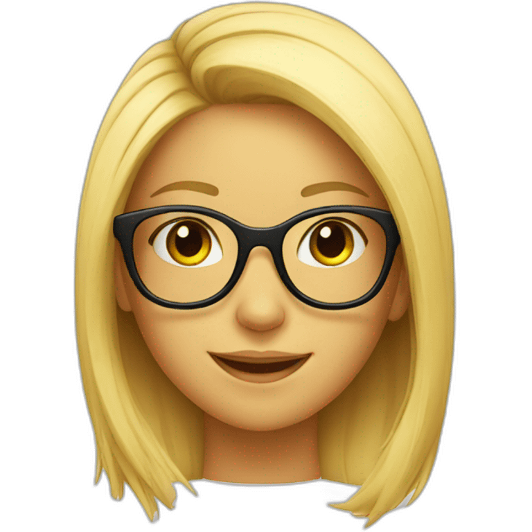 Girl's head in black glasses smile emoji