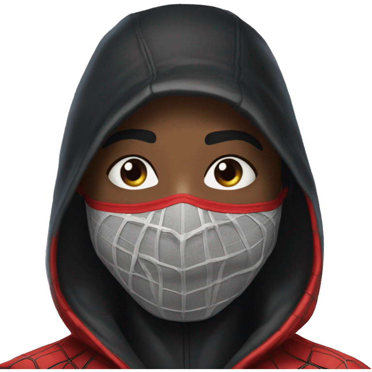 miles morales spiderman only face with mask n and a hoodie emoji