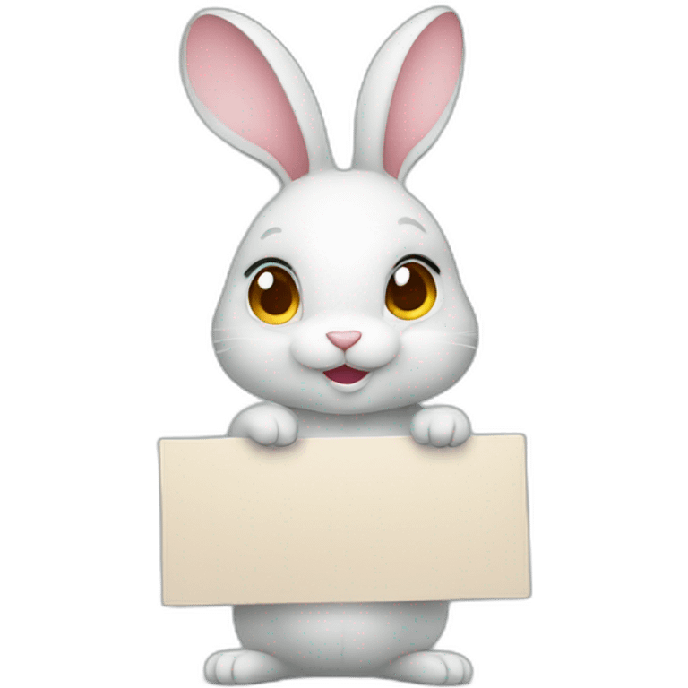 Cute rabbit Holding a Sign emoji