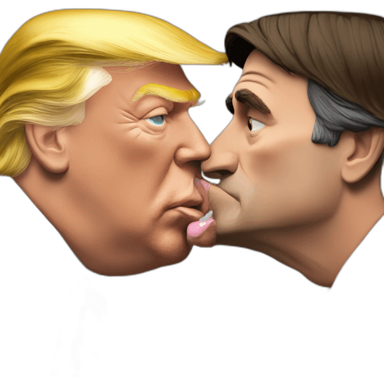 Bolsonaro kissing Donald Trump with hand on his chin emoji