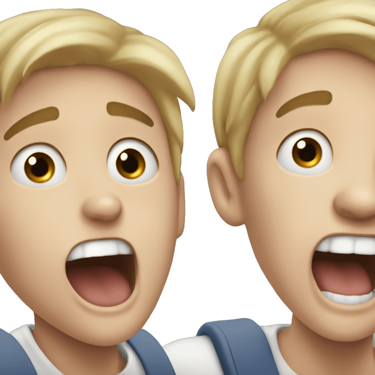 white-skinned schoolboy screams in surprise and holds his head emoji