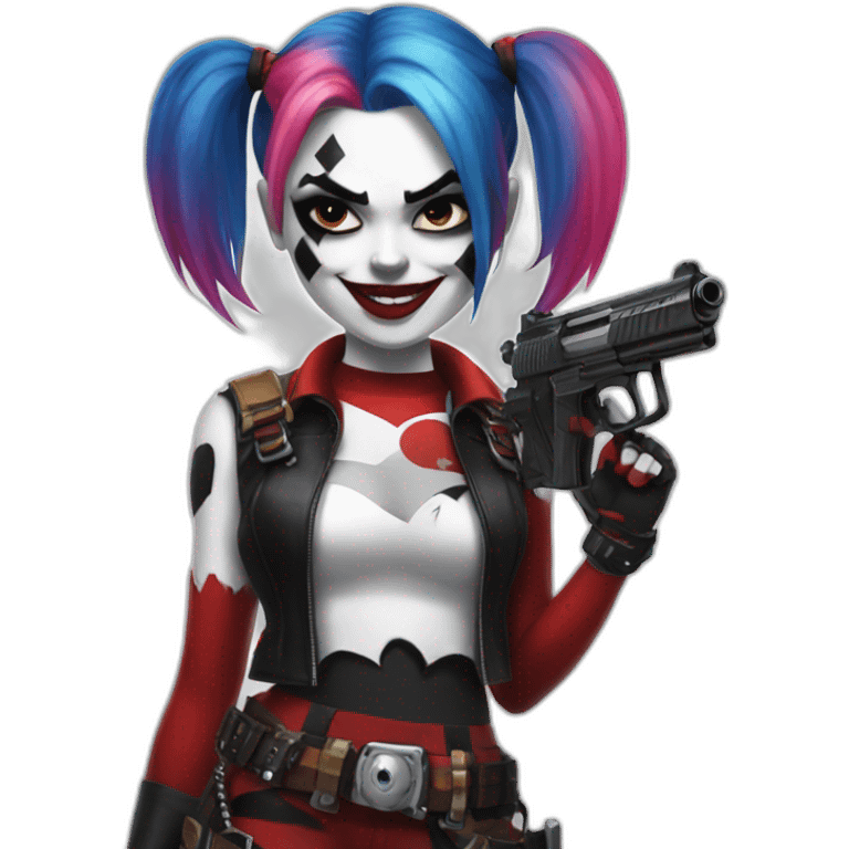 Harley Quinn with gun emoji