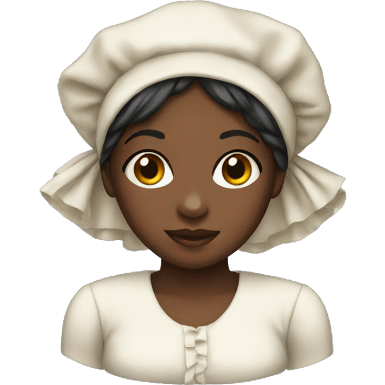 Black girl wearing a silk bonnet for bed emoji