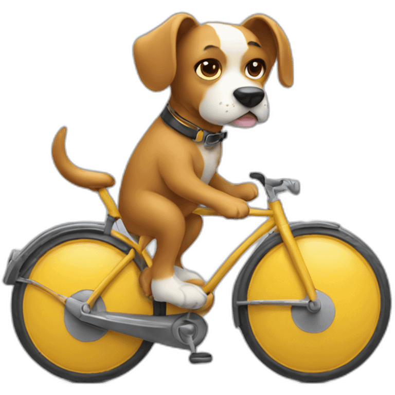 dog riding in a bike with the sad face emoji