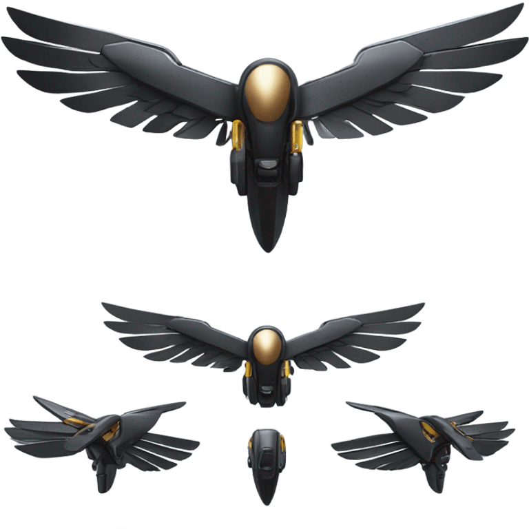 A dark furtive royal eagle as a high-tech flying drone machine emoji