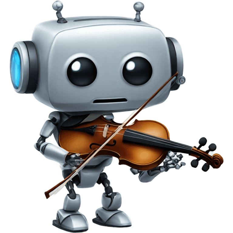 cute robot holds a violin emoji