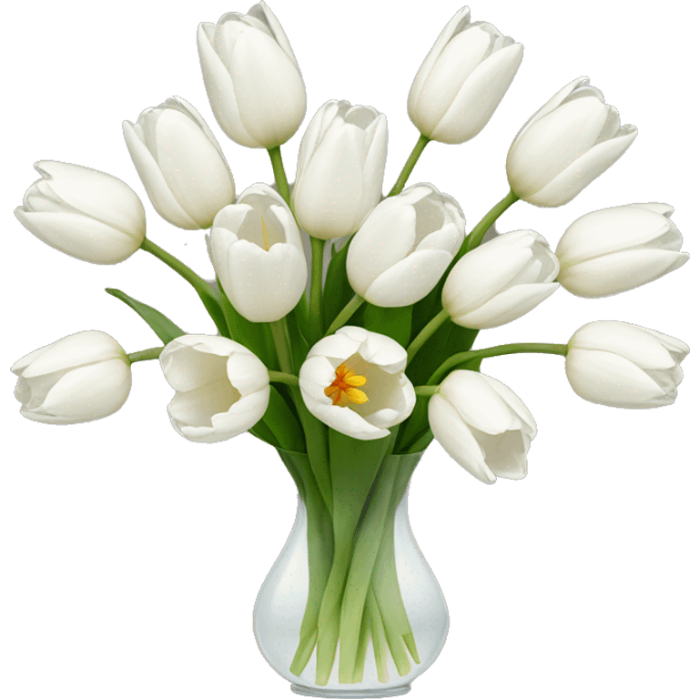 white tulip bouquet with vase emoji