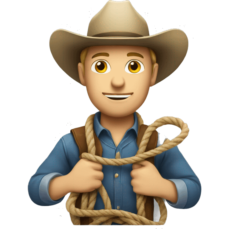 white man in cowboy hat holding a rope emoji