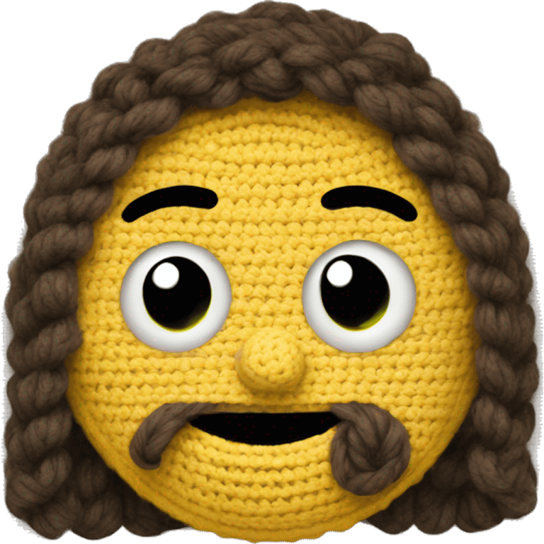 Smiley with tired eyes and crochette  emoji