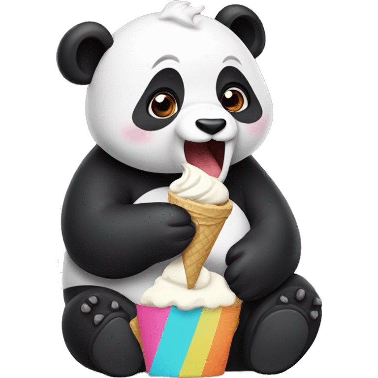 Panda eating ice cream emoji