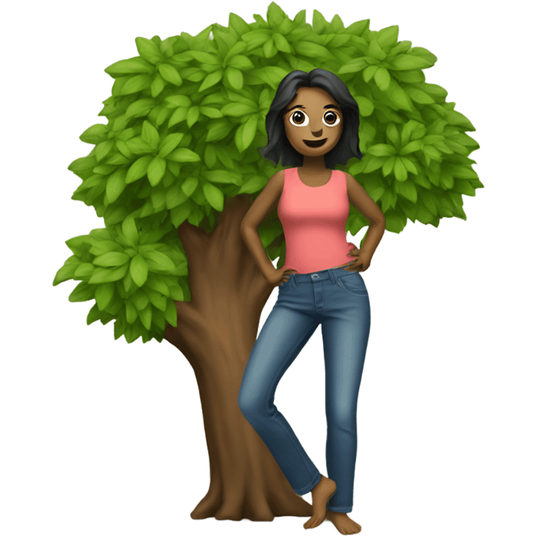 woman tree in pants emoji