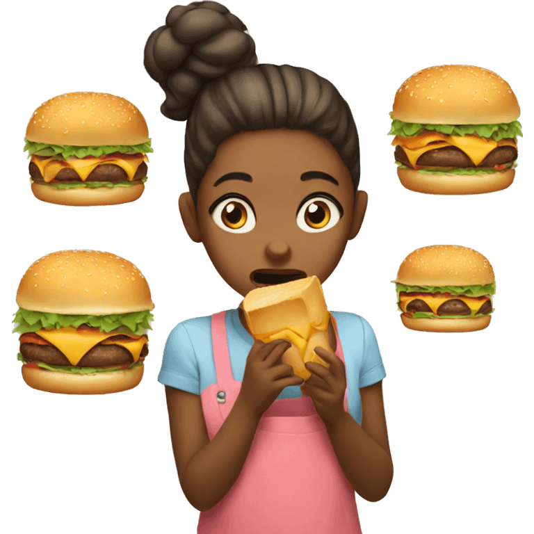 girl eating a burger and crying  emoji