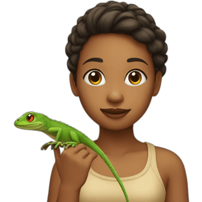 Girl with a lizard emoji