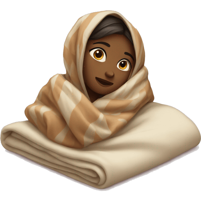 Girl with blanket relaxed emoji