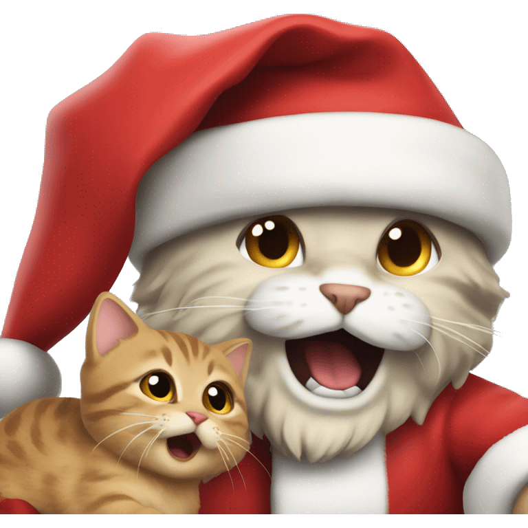 Kitty attacking Santa Claus emoji