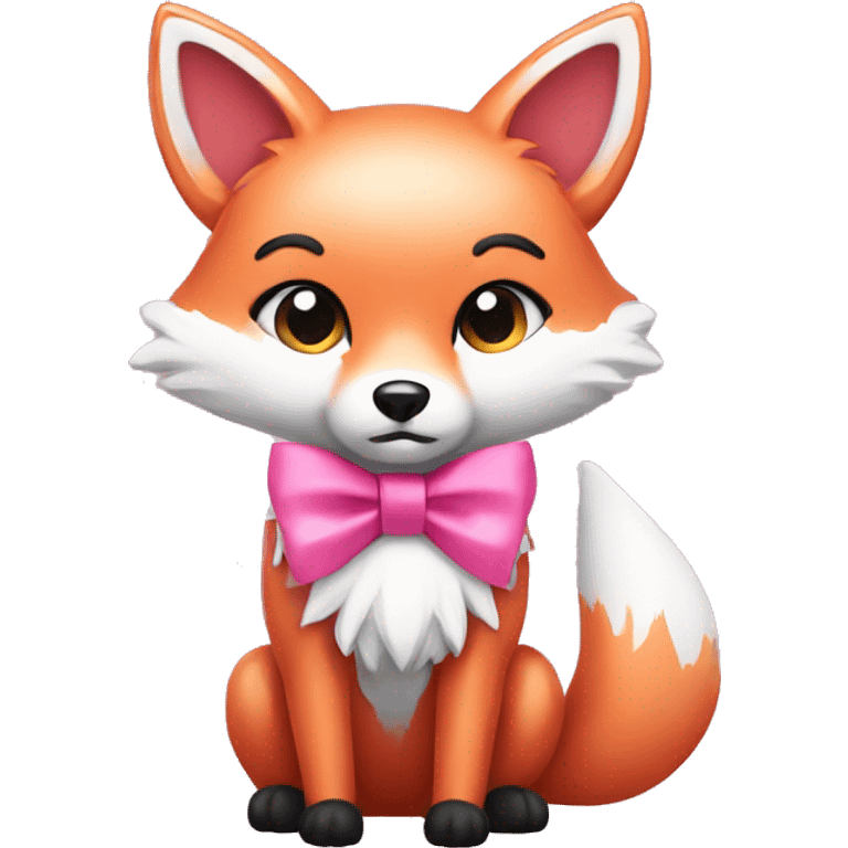 Pink fox with bow emoji