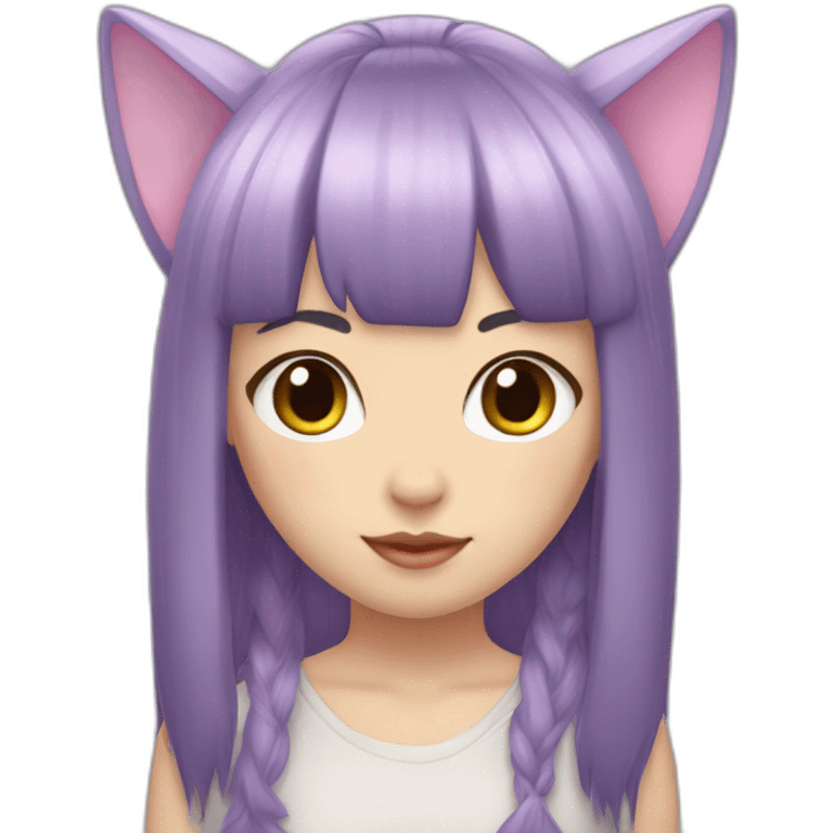 light-purple-blunt-bangs-mullet-hair-cat-ear-japanese-girl emoji