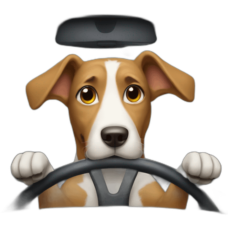 dog driving tesla emoji