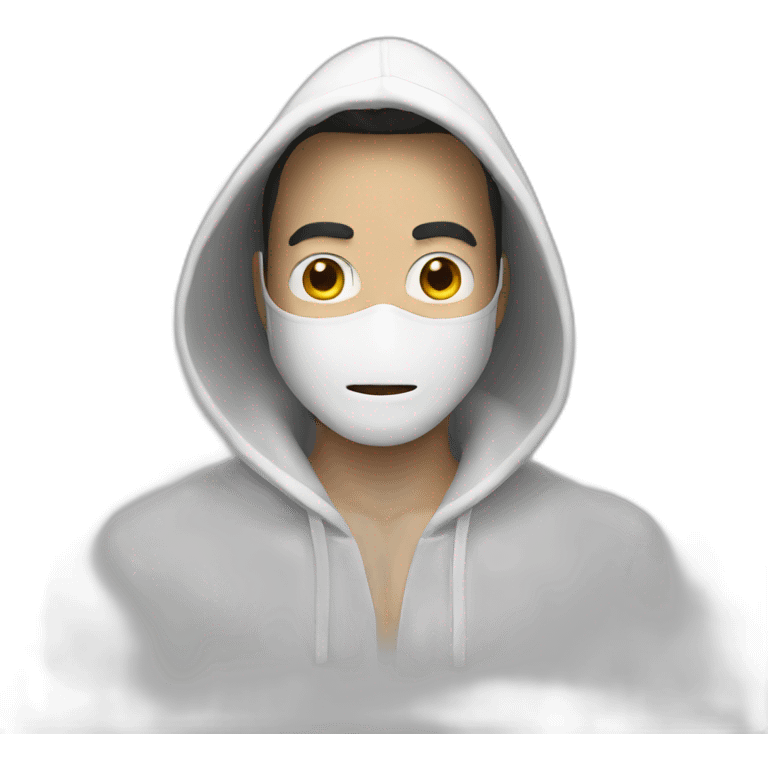 Man with a white mask and white hood emoji