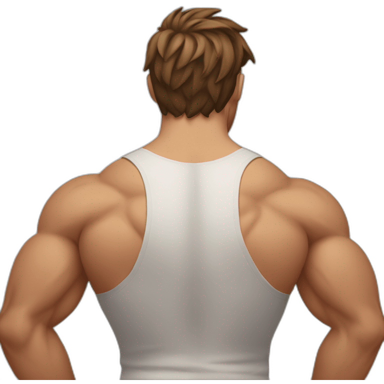 Muscular back of a man with brown hair emoji