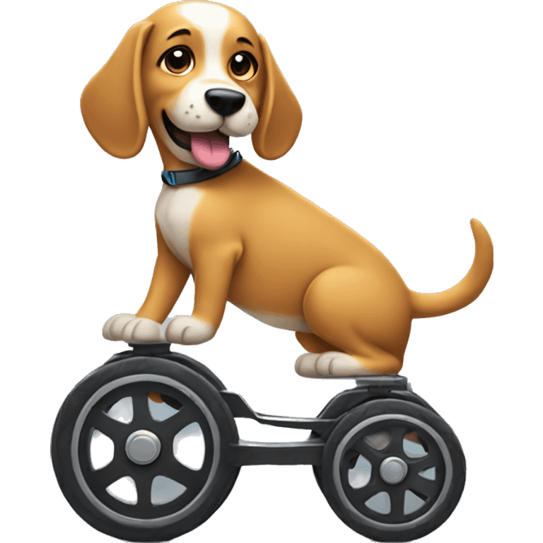 Dog with wheels as paws emoji