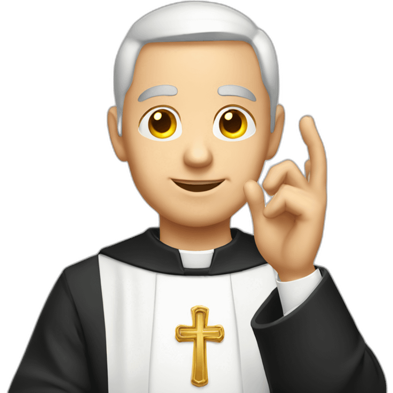 White Catholic Priest doing phone hand symbol emoji