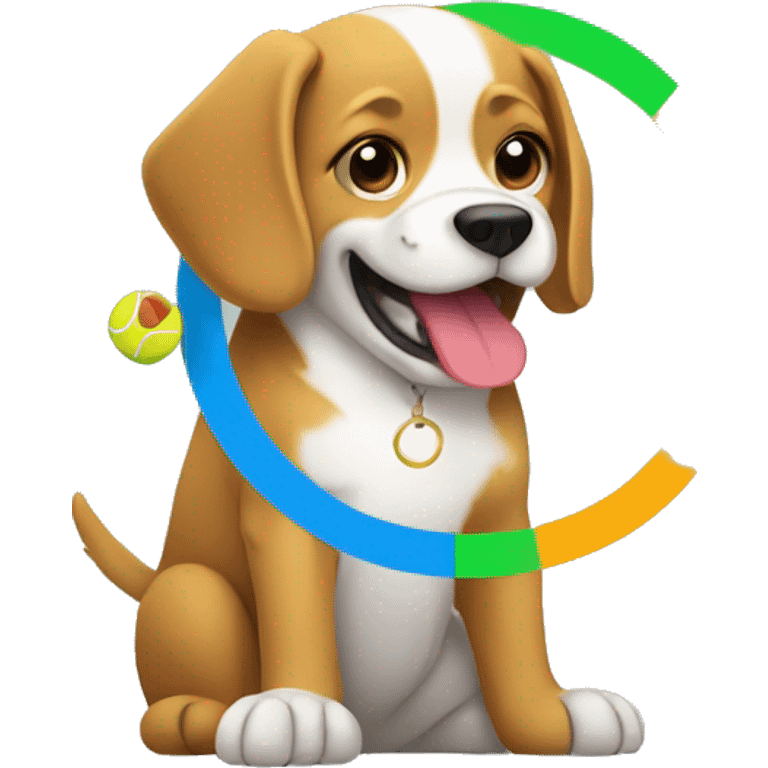 Dog playing with tennis ball as an Olympic event with Olympic rings  emoji