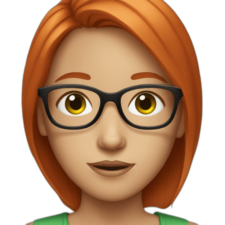 Red hair girl with glasses and green eyes emoji