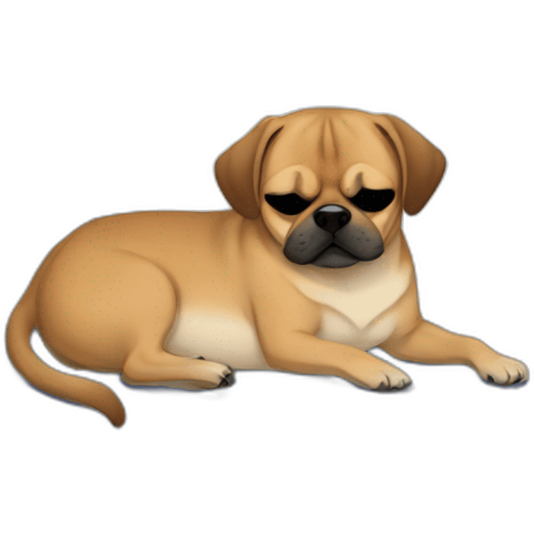 Puggle sleeping on bed emoji