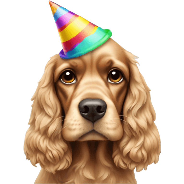 cocker spaniel with party hat emoji