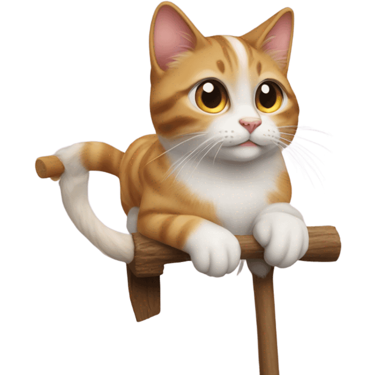 Cat looks maxing on a pony stick emoji