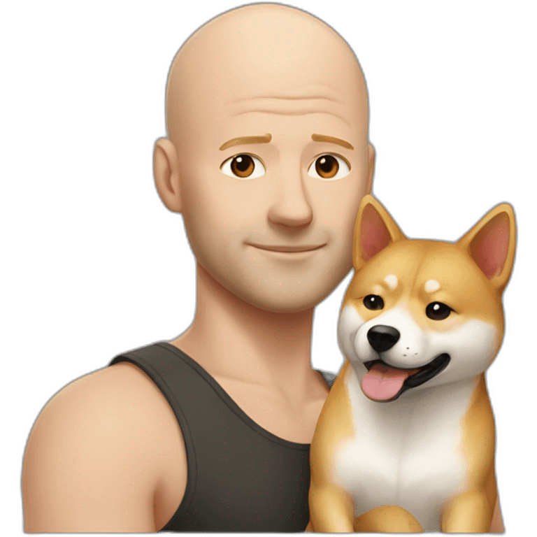 bald white man with shiba inu emoji