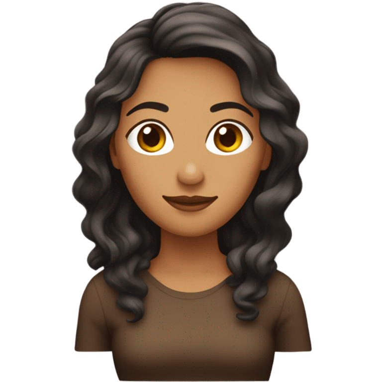 chica castaña oscura ondulada de tez clara  emoji