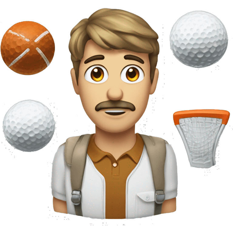 Homme avec une calvitie et les golfes creusés emoji