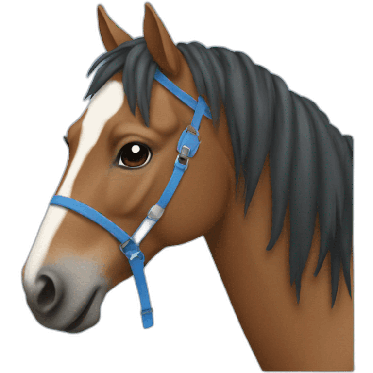 a horse with a blue dress on a computer emoji