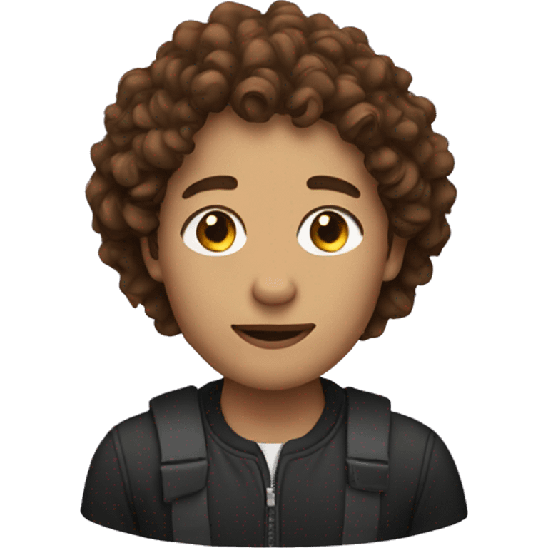 person with brown curly hair emoji