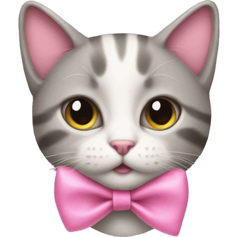 cat with a pink  bow  emoji