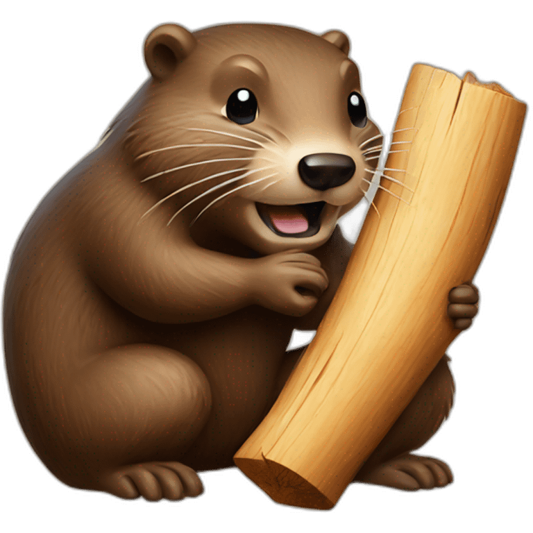 Beaver biting wood emoji