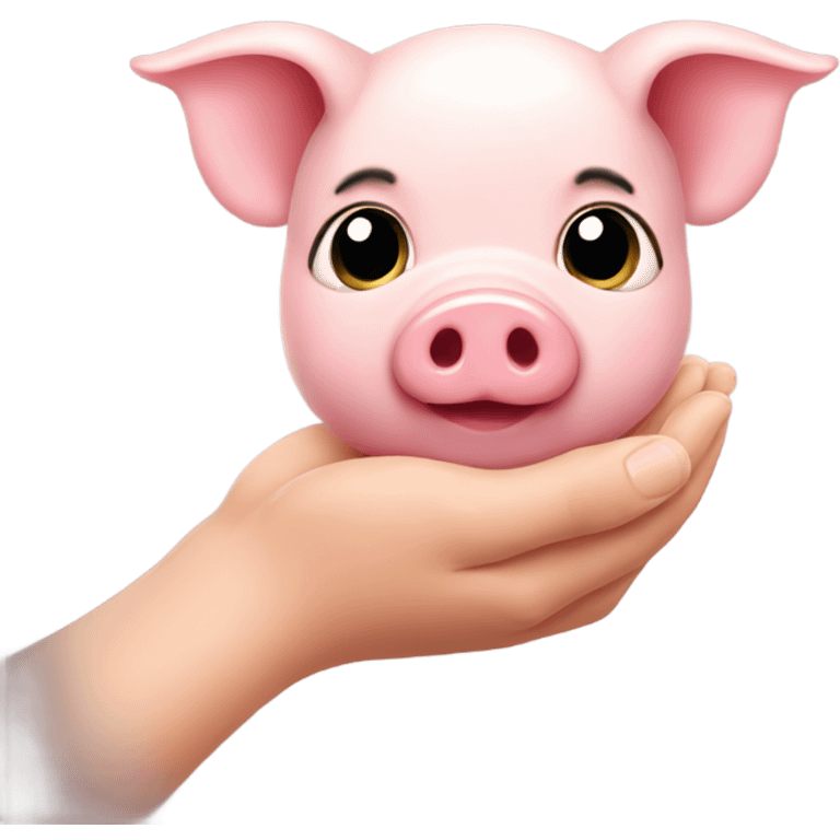 Tiny pig in hands emoji