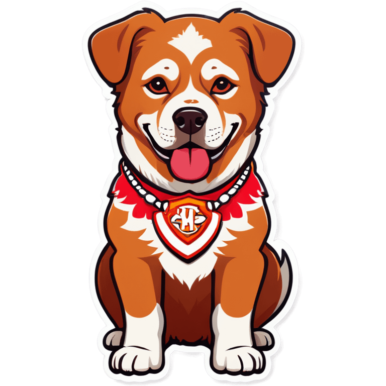 Dog wearing chiefs necklace emoji