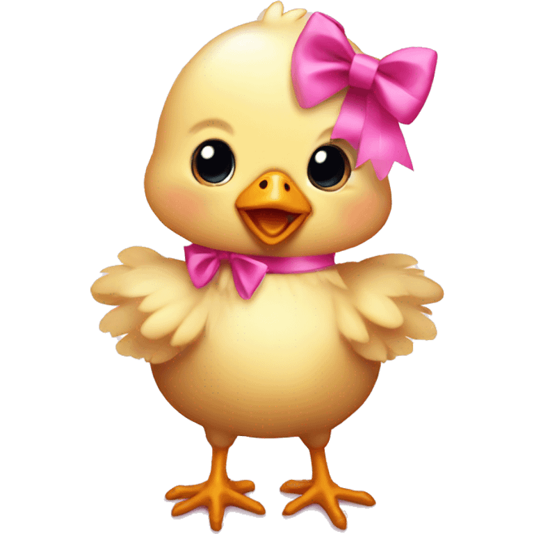 Baby chicken with pink bow emoji