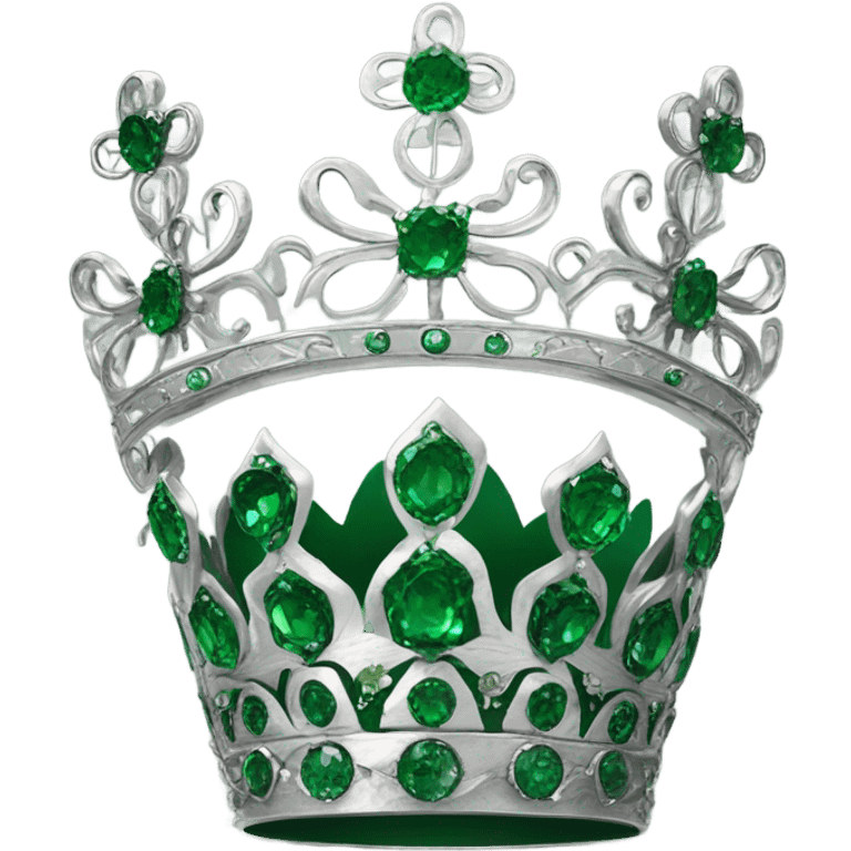 Silver crown with flowers made of emeralds emoji