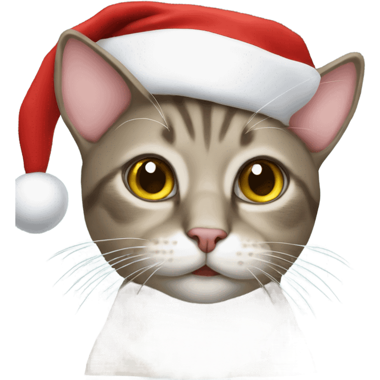 Cat wearing christmas hat emoji