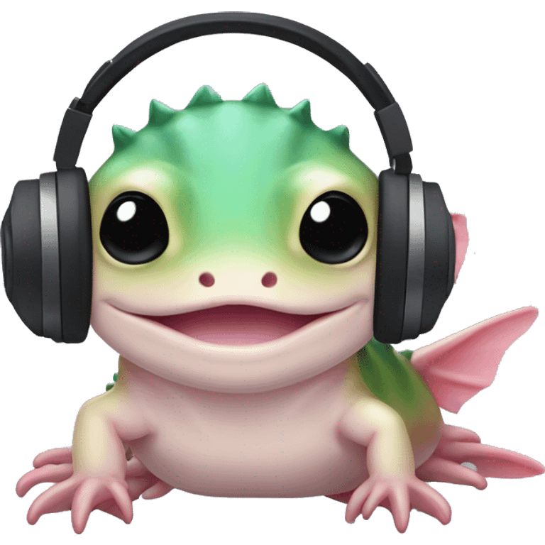 Axolotl wearing gamer headphones emoji