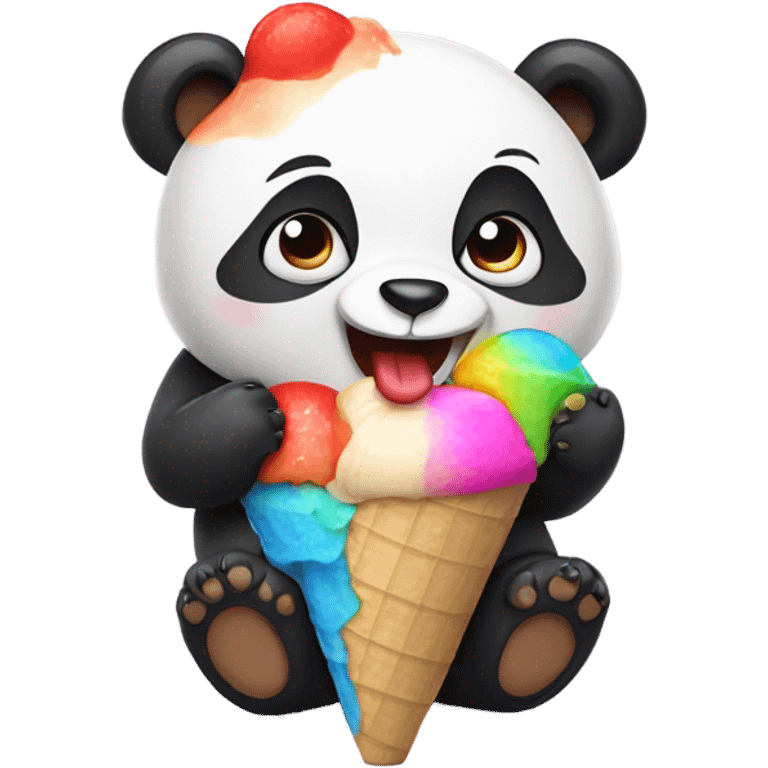 Panda eating ice cream emoji