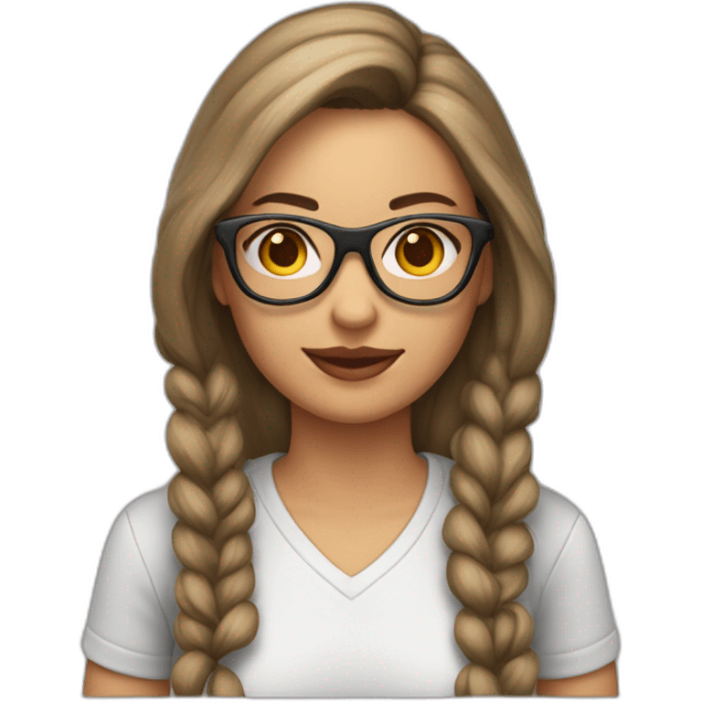 mujer con gafas pelo corto canoso con gato rayado emoji