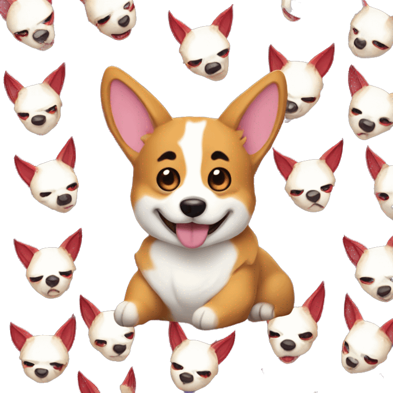 Demon corgi with devil horns emoji