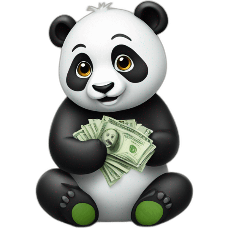 panda counts cash from selling bamboo emoji