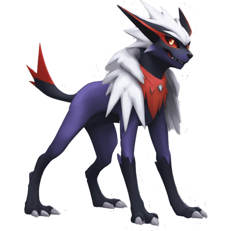 Cool Dark Edgy Absol-Noivern-Quilava-Litten-Pokémon with edgy stripes hoodie spiked collar punk Full Body emoji