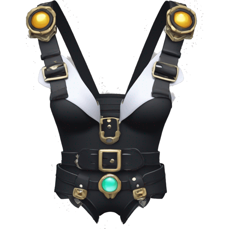 cool kawaii anthro edgy distinguished pretty elegant beautiful fantasy black ethereal nargacuga-Noivern-caracal-Quiana-Fakemon collar techwear harness leather garter belt pouches emoji